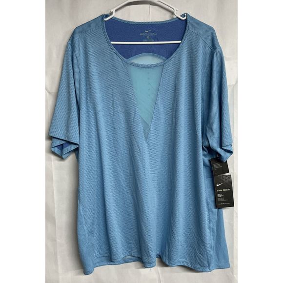 NEW Womens 3X Plus Size NIKE Zonal Cooling Relay Running Top 844845-010 Blue - Picture 1 of 8